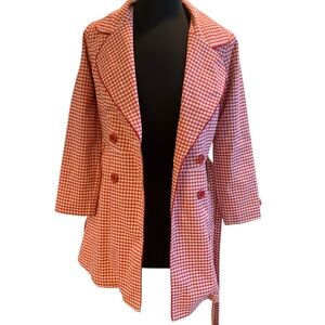Red Gingham Women's Spring Coat